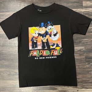Paid in Full Black Graphic T-Shirt with Cartoon Characters